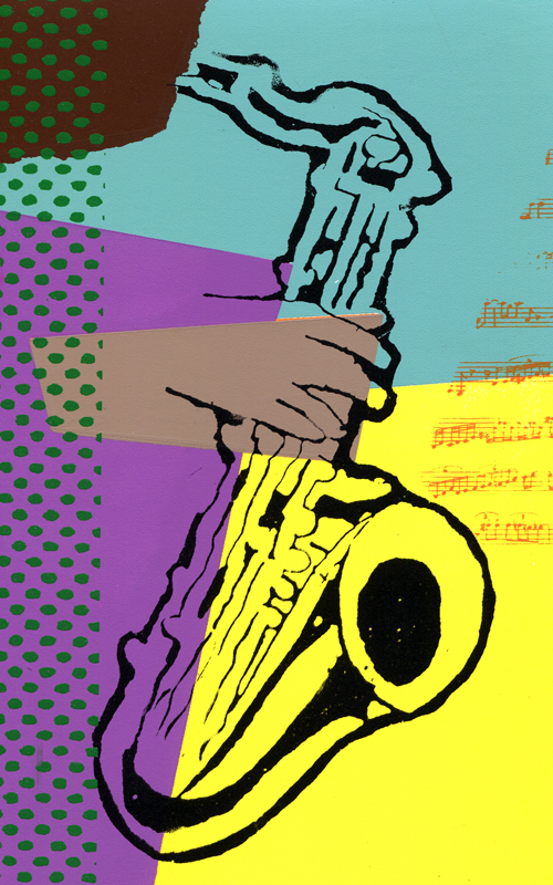 Saxophon Siebdruck Serie